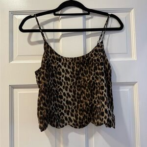 Claire Vesse Leopard Print Silk-Look Cami | Size S | Adjustable Straps